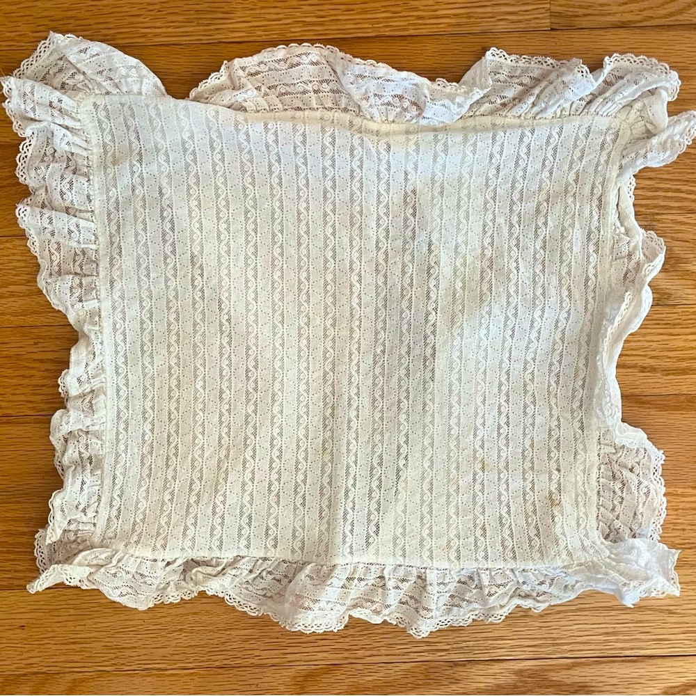 Pillow Cover Vintage Lace Ruffle in Cream Baby Size Vintage